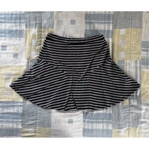 J.CREW Navy/Gray Striped Ruffle Swing Mini Wool Blend Women's Skirt Sz 6